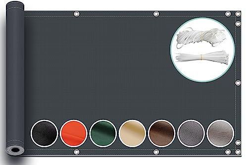 ZQXFZ Balkonsichtschutz 280x700cm Balkon deko Oxford-Stoff SchattenküHlung, Staubdicht Balkonverkleidung Sonnenschutz SichtschutzfüR Terrasse -Dunkelgrau.