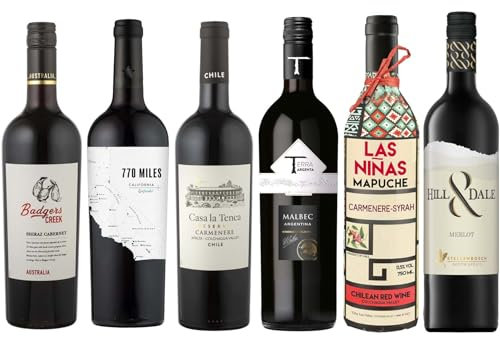 La Grande Vinothèque - Wein Probierpaket - Auswahl von 6 Rotweinen aus der Neuen Welt - Argentinien, Kalifornien, Chile, Australien, Südafrika (6 x 0,75L)