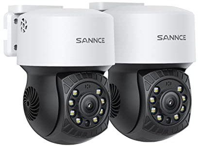 SANNCE PT Digital Zoom Camera 1080P, Pan 350° Tilt 90° Outdoor Security Camera 2MP, 30 M Night Vision for Analog CCTV Surveillance System, Remote Access, Including Adapter, 2 PACK