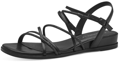 Tamaris Damen Sandalen Imitation Nappa Vegan Sommer; BLACK/schwarz; 36