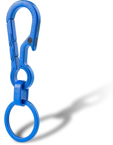 KeyUnity KM01BL Porte-Clés EDC en Titane avec Décapsuleur, Mousqueton à Dégagement Rapide pour Homme (KM01 Blue)