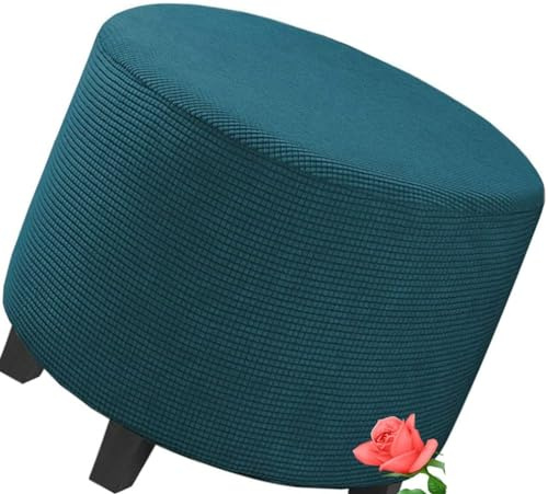 MeRcri Hockerbezug Rund 40 50 60 80 90 100 cm Ottoman Cover Hocker Schonbezug Hussen für Fußhocker Stretch Ottomane Abdeckung Hocker Protector Hockerabdeckung(0013,50 cm)