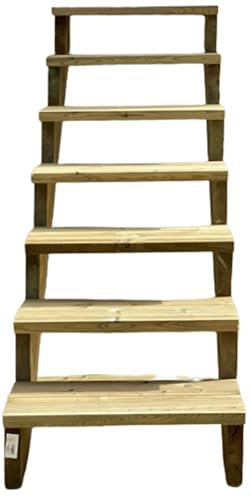 Scala esterna BERLIN, 7 gradini, Altezza 122cm, Larghezza 60cm, senza alzate, Scala in kit in Legno Autoclave- Vinuovo