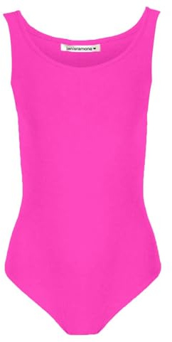 janisramone® Sleeveless Gymnastics Leotards for Girls, Kids Dance Bodysuit | Soft Microfiber Fabric, Stretch Comfort Fit, Sleeveless Dance Design, Round Neck Style, Ballet Ready Wear, Flexible Body Fit
