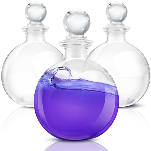 Tessco for you Runde Glasflaschen, 240 ml, transparent, kugelförmig, dekorative Gläser für Likör, Süßigkeiten, Potpourri, Halloween, Weihnachtsdekoration, DIY, Kunst, Handwerk, Geschenk, 3 Stück
