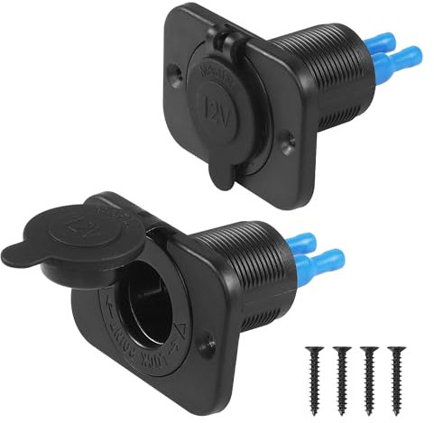 CERRXIAN 2 Stück 12 V Auto-Zigarettenanzünder-Buchse mit blauer LED, wasserdichte Zigarettenanzünder-Buchse, 12-Volt-Steckdose, Ersatz für Auto, Marine, Motorrad, ATV, Wohnmobil