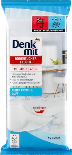 DENK MIT Feuchttücher Feuchte Bodentücher Purer Frische-Duft, 15 St (3 Packungen)