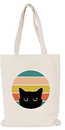 Jutebeutel Gelbe Orange Katze Tote Bag Baumwolle und Hanf Stoffbeutel Große Kapazität Stofftasche Faltbar Jutetasche Langlebig Baumwolltasche Bedruckt Stoffbeutel zum Bemalen Waschbar 30x40cm/3 Pcs