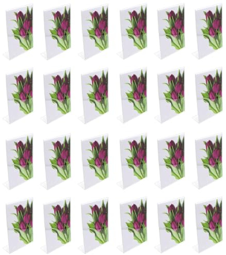 Acan Tradineur - Pack de 24 Portafotos de plástico Transparente, Marcos de Fotos de sobremesa, menú, Carteles, decoración, hogar (Vertical - 10 x 15 cm)