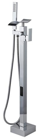 BiaoTeng Rubinetto Per Vasca Freestanding Miscelatore A Pavimento Per Vasca Monocomando ottone Attacco G1/2 Miscelatore A Terra Vasca Da Bagno, cromo