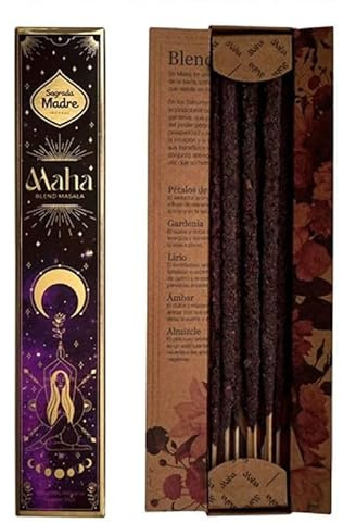 2 Cajas de Incienso Maha Blend Masala Sagrada Madre Artesanal Natural Hecho a Mano Pétalos de Rosa, Lirio, Gardenia, Ámbar y Almizcle