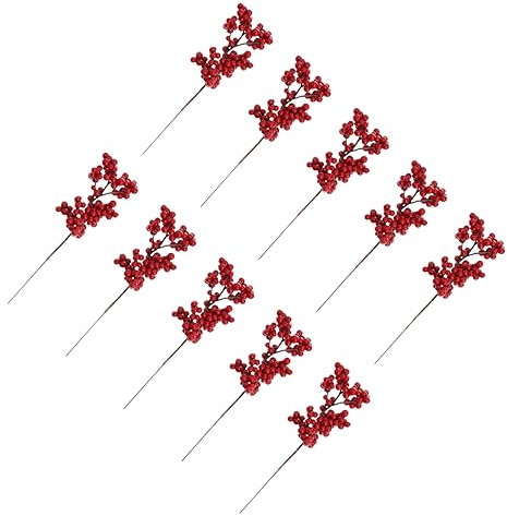 TOPBATHY 10st Blumenstrauß- Trockenblumen Zum Basteln Weihnachtsdeko Fenster Feiertagspflanzen-tischdekoration Weihnachtsbaum Picks Für Den Tisch Äste Rote Kirsche Hochzeit Braut