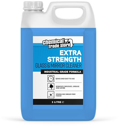 Chemical Trade Store Glass & Mirror Cleaner 5L - Streak-Free, Fast-Drying Formula for Windows, Mirrors & Smooth Surfaces - No-Residue, Ideal for Home & Commercial Use