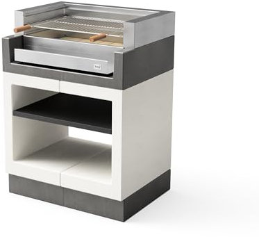 TUOZI - Einbaugrill für Holz und Holzkohle Modell KITAWAY Grill Edelstahl (Grau/Weiß - 84 x 63 x 115 cm) REF: T00977 - Für den Außenbereich