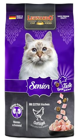 Leonardo Adult Senior | 300 g | Alimento seco para Gatos Adultos y Mayores | con Pollo Fresco Extra | Contenido energético reducido para una Buena Forma física