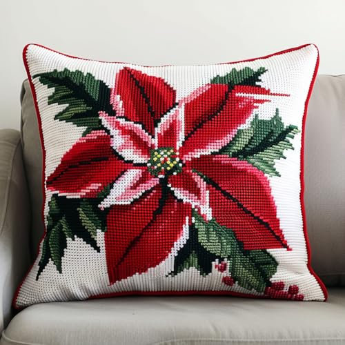 Taxpy Knüpfteppich Zum Selber knüpfen, Knüpfsets Latch Hook Kit Selbst Knüpfen Set für Kinder und Erwachsene,43x43cm(Blühende Blumen, K)