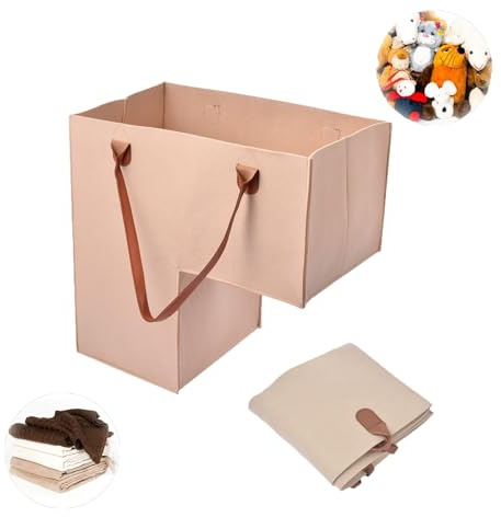 Treppen Organizer Korb aus Filz Treppenkorb Stufenkorb Faltbarer L, Griffen Treppenkörbe Filz Raumsparungstreppenspeicher, Faltbarer Treppenkorb Stufenkorb, Treppenkorb Stufenkorb Rattan (Beige)