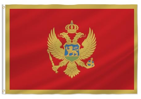 PTEROSAUR Drapeau national de la République du Monténégro de 0,6 x 0,9 m, œillets en laiton, bannière de décoration intérieure et extérieure