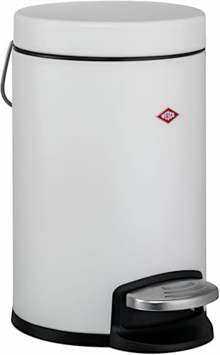 WESCO Cubo de basura cosmético en color blanco mate, chapa de acero de alta calidad, 3 litros de volumen, pisada, inserto de plástico extraíble