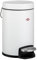 WESCO Collecteur de déchets cosmétiques de couleur blanc mat, tôle d'acier de qualité supérieure, volume de 3 litres, marche à pied, insert en plastique amovible