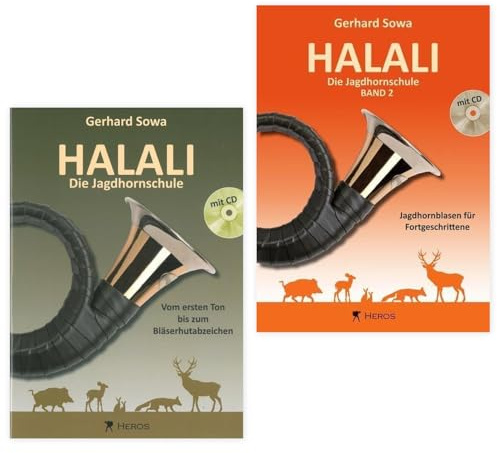 Halali - Die Jagdhornschule Band 1 u. 2 von Gerhard Sowa ISBN 9783940297006 u. 9783940297099 + Soundman Mundstücktasche für Jagdhorn (Starterset)