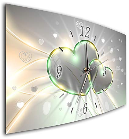 BM Funk Quarz Wanduhr Funkwanduhr Funkwanduhren Funkuhr Funkuhren kein Ticken lautlos geräuschlos leise modern ohne Tickgeräusche groÃŸ XXL Wohnzimmer Küche Herz Herzen Valentin 8142-1a