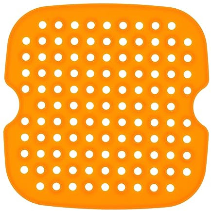 PHENOFICE Airfryer Liner Silikon 7,5 Zoll Quadratisch Wiederverwendbare Backmatte Mit Perforation Für Heißluftfritteuse Küche Zubehör Orange