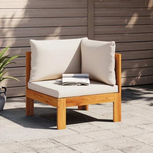 AJJHUUKI Outdoor Sitzgruppe Outdoor Sektionalsofa Einheiten Gartensofa Ecke mit Kissen Massivholz Akazie