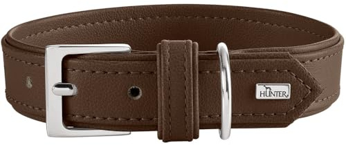 HUNTER Amalfi Hundehalsband | vegan, Kunstleder in Nappa-Optik, pflegeleicht, besonders angenehm zu tragen, Made in Germany, Farbe: Schokobraun, Größe: 50