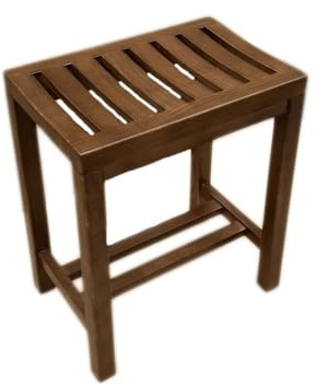 Double Reinforced Small Stool For Bathroom Waterproof Begonia Color Wooden Stool Multi functional Adult Shower Stool for Indoor Showering (43 * 28 * 42cm)
