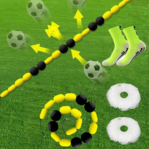 Torwart-Trainingsausrüstung, Einzellinien-Abweiser, Fußball-Torwart-Abweiserausrüstung mit 2 Wassersäcken, Fußball-Trainingsausrüstung, Fußball-Trainingshilfen für Reflex, Beweglichkeit(9FT/2.75M)