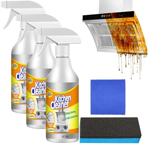 Kitchen Foam Cleaner, Kitchen Cleaner Spray, Multifunctional Kitchen Foam Cleaner Stubborn Stains Cleaner, Domestic Cooktops, Range Hoods, Grime and Grease (1, 3 Pcs)