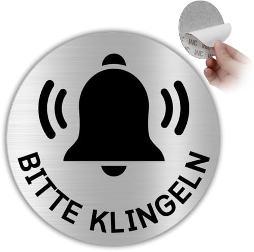 LEIASA Premere il campanello autoadesivo – Diametro Ø 100 mm – Spessore 0,8 mm – Alluminio – Targhetta – Premere il campanello – Cartello adesivo 3M – Nota campanello