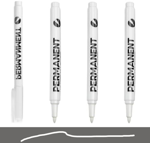 JEYORZY 4 Pcs Marqueurs Blancs Permanent, Marqueur Blanc, Largeur de Trait 1 mm, Imperméable Marqueur Blanc indelebile, pour la Pierre, le Bois, le Verre, la Céramique, les Pneus et les Textiles