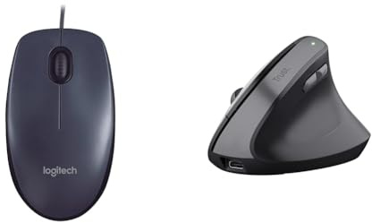 Logitech M90 Souris Filaire & Trust Yuno Souris Ergonomique sans Fil,