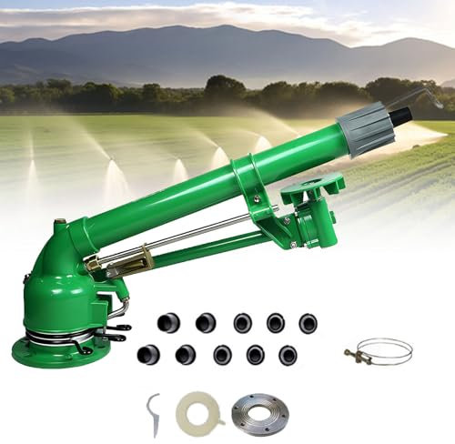 Arroseur à Impact, Machine d'Irrigation, Arroseur Rotatif Automatisé 2 Canon à Eau Agricole, Pulvérisation 360° pour Grandes Surfaces, Terres Agricoles, Ferme, Dépoussiérage Industriel