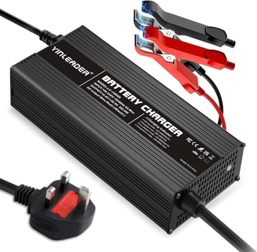 LiFePO4 Chargeur de batterie de voiture 20 A 12 V, chargeur intelligent entièrement automatique pour batteries au lithium fer phosphate 14,6 V 20 A – Protection multiple Taille compacte
