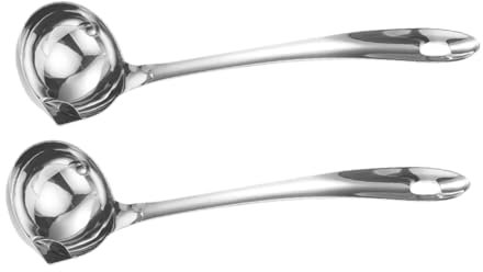 TOPBATHY 2pièces Louche Inox Séparateur De Graisse Avec Bec Verseur Cuillère Service Cuisine Multifonction Filtre Huile Pour Potages Et Sauces