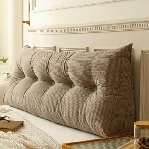 Generisch Rückenkissen Kaffee, 100 cm - Lesekissen für Bett und Sofa, Keilkissen, Rückenpolster für die Wand, Sitzkissen, Wandkissen, groß mit waschbarem Bezug - Ideal zum Anlehnen im Bett