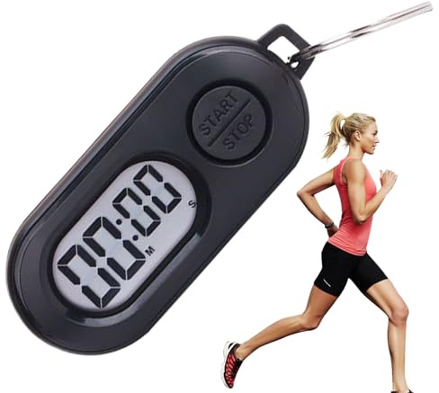 Minuteur Chronomètre - Compteur De Temps Porte-Cle pour Exterieur | Horloge Compte à Rebours de Taille Poche doté d'un Écran LCD pour Douche, Études, Cuisine, Salle de Sport, Entraînement