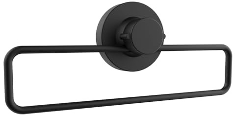 Poywaze Suction Towel Ring Stainless Steel Sucker Black Hand Towel Holder Bathroom No Drill Vacuum Towel Rail Shower Towel Rack Suction Cup Dish Towel Hanger