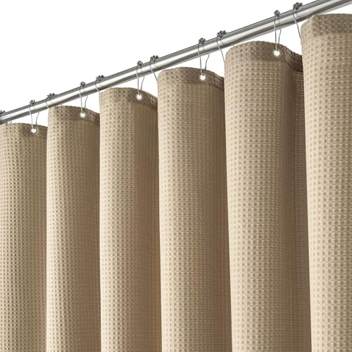 BTTN Duschvorhang Waffelstruktur 180x200 cm wasserdicht, Hellbraun/Khaki