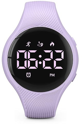 Digital Waterproof Pedometer Watch, Fitness Tracker, Step Counter, Distance, Vibrating alarm clock, Stopwatch, Great Gift for for Kids Childrens Teen Girls Boys Women (Purple)
