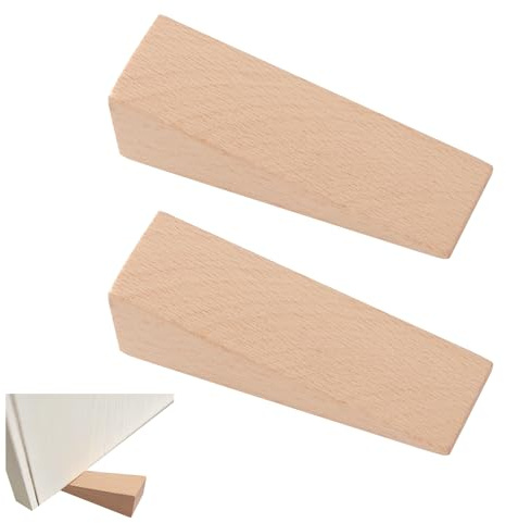 Fermaporta in legno antiscivolo, set di 2 cunei per porte con base in gomma, universale, ad alta resistenza, per tutti i tipi di pavimenti, design sostenibile ed ecologico