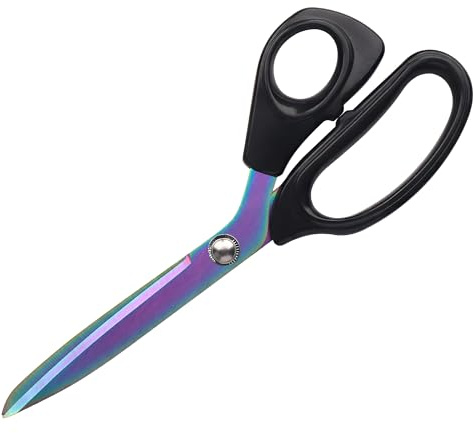 Premium Fabric Scissors Heavy Duty Multi-Purpose Titanium Coated Stainless Steel Leather Sewing Tailor's Scissors with Comfortable Handles, Craft Clothing Shears