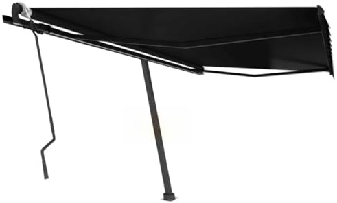 QJBSAVVA Standmarkise 400x300 cm Anthrazit Freistehende Markise mit 360° Drehfunktion UV und Wasserbeständig für Terrasse Balkon Garten