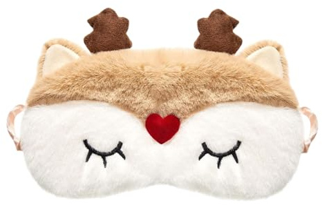 Mascherine per Dormire Animali, Mascherine per Dormire in Peluche, 3D Benda Occhi per Dormire Bambini, Maschera per Dormire, Comodo e Traspirante, per Bambini Adulto Pisolino Viaggio (B)