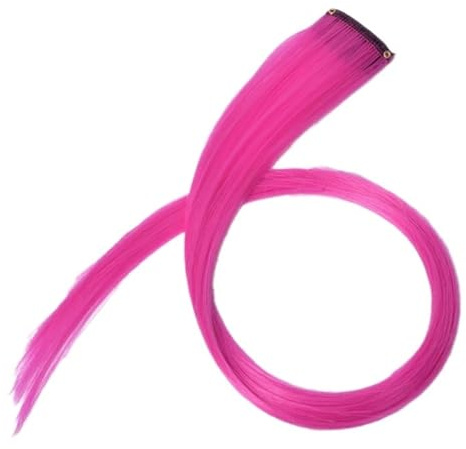 Hair Buns Hair Piece Synthetic Long Straight Color Hair Piece Extensions Clip In Highlight Rainbow Streak Strands On Clips(C)