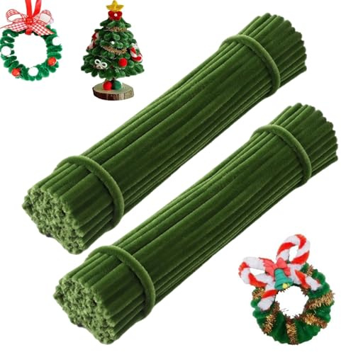 Pfeifenputzer Grün, Pfeifenreiniger Zum Basteln, 200 Stück Dicke Pfeifenputzer, Grüne Pfeifenputzer Zum Basteln, Pipe Cleaner Für Weihnachten Und Kreative Projekte