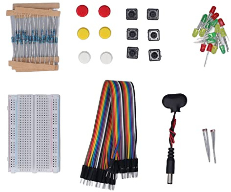 Kit de Composants électroniques, Carte de développement d'assortiment Amusant de démarrage avec Planche à Pain de 400 Trous, résistances LED, Boutons et câbles pour R3,
